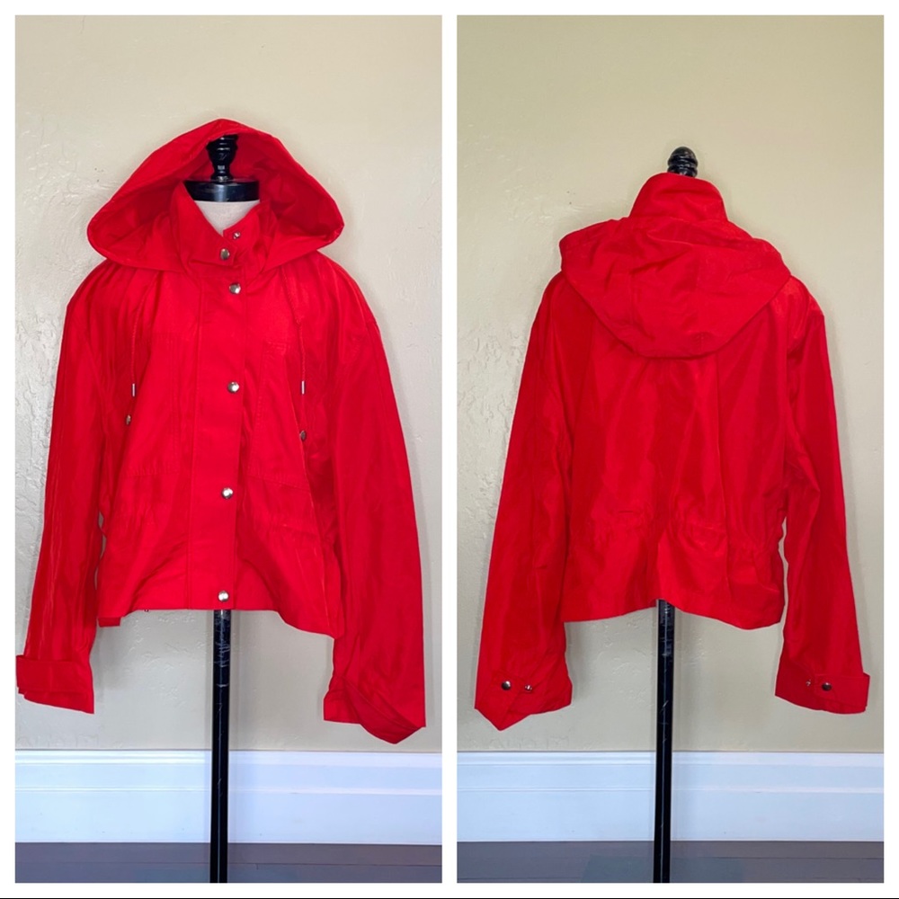 Banana Republic Nylon Crop Hood Jacket Vamp Red Size Large